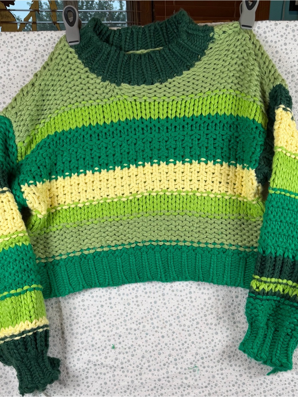 Yllw the Label SoHo Striped Cropped Chunky Knit Sweater